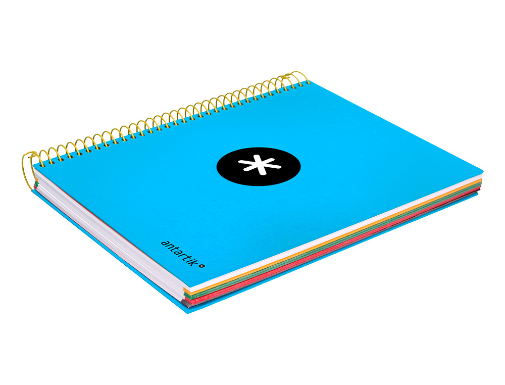 CADERNO ESPIRAL DIN A5 ANTARTIK CAPA FORRADA 120 F 100 GR PAUTADO 5 BANDAS DE CORES 6 FUROS COR AZUL