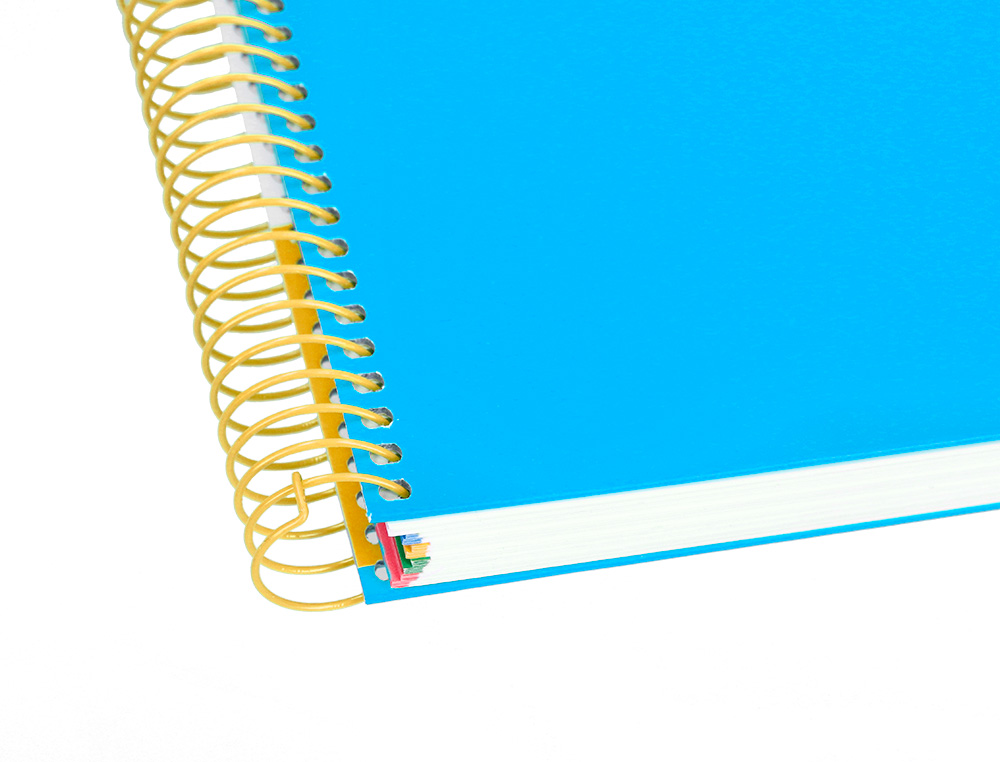 CADERNO ESPIRAL DIN A5 ANTARTIK CAPA FORRADA 120 F 100 GR PAUTADO 5 BANDAS DE CORES 6 FUROS COR AZUL