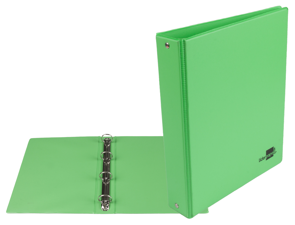 PASTA LIDERPAPEL CARTAO FORRADO PVC DIN A5 4 ANEIS 25 MM REDONDOS VERDE