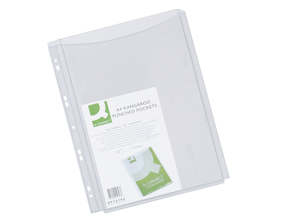 BOLSA CATALOGO/MICA Q-CONNECT COM FOLE DIN A4 PVC 180 MICRONS BOLSA DE 5 UNIDADES