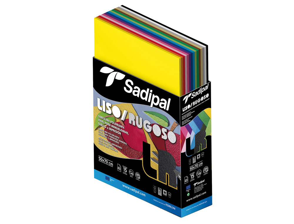 CARTOLINA SADIPAL 50X70 CM LISA E RUGOSA EXPOSITOR CARTAO 400 FOLHAS SORTIDAS 15 CORES