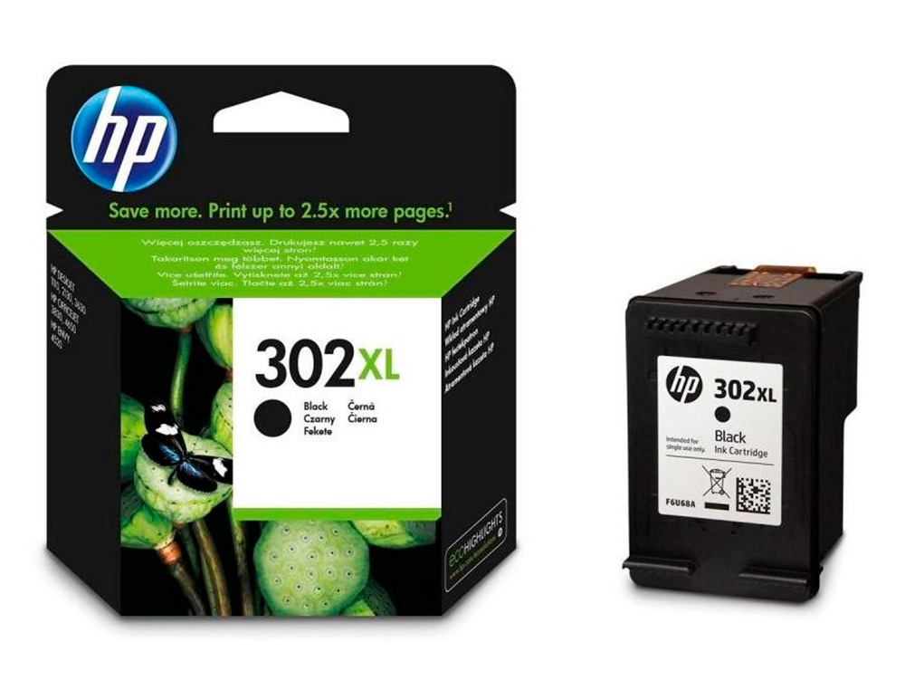 TINTEIRO HP 302 XL DESKJET 1110 / 2130 / 3630 OFFICEJET 3830 / 4650 ENVY 4520 COR PRETO 480 PAG