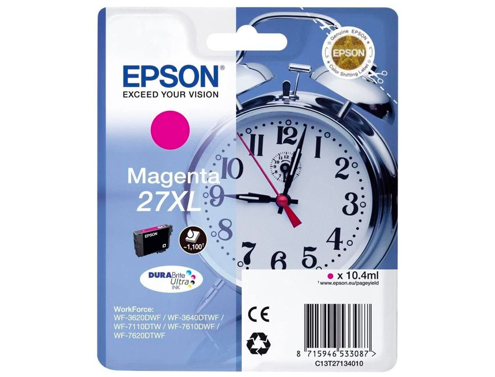 TINTEIRO EPSON 27XL WF3620 / 3640 / 7110 / 7610 / 7620 MAGENTA 1.100 PAG
