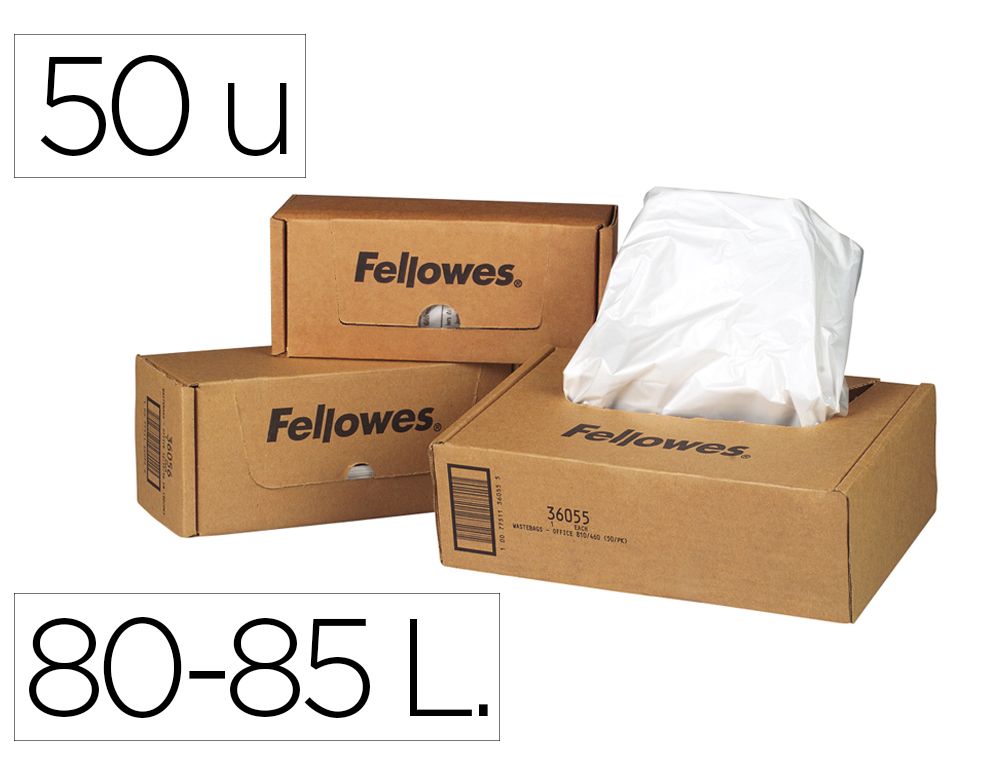 BOLSA RECUPERADORA FELLOWES PARA DESTRUIDORA DE DOCUMENTOS 94 L PACK 50 UNIDADES