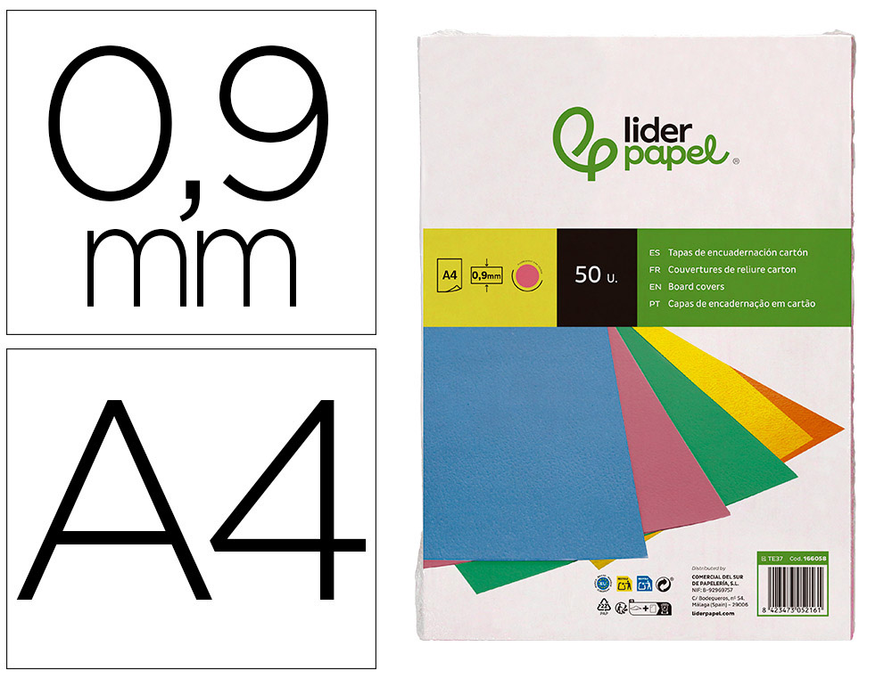 CAPA DE ENCADERNACAO LIDERPAPEL CARTAO DIN A4 0,9 MM ROSA FLUOR PACK DE 50 UNIDADES