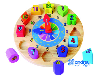 PUZZLE ANDREUTOYS RELOGIO MADEIRA FIGURAS GEOMETRICAS 22X4 CM